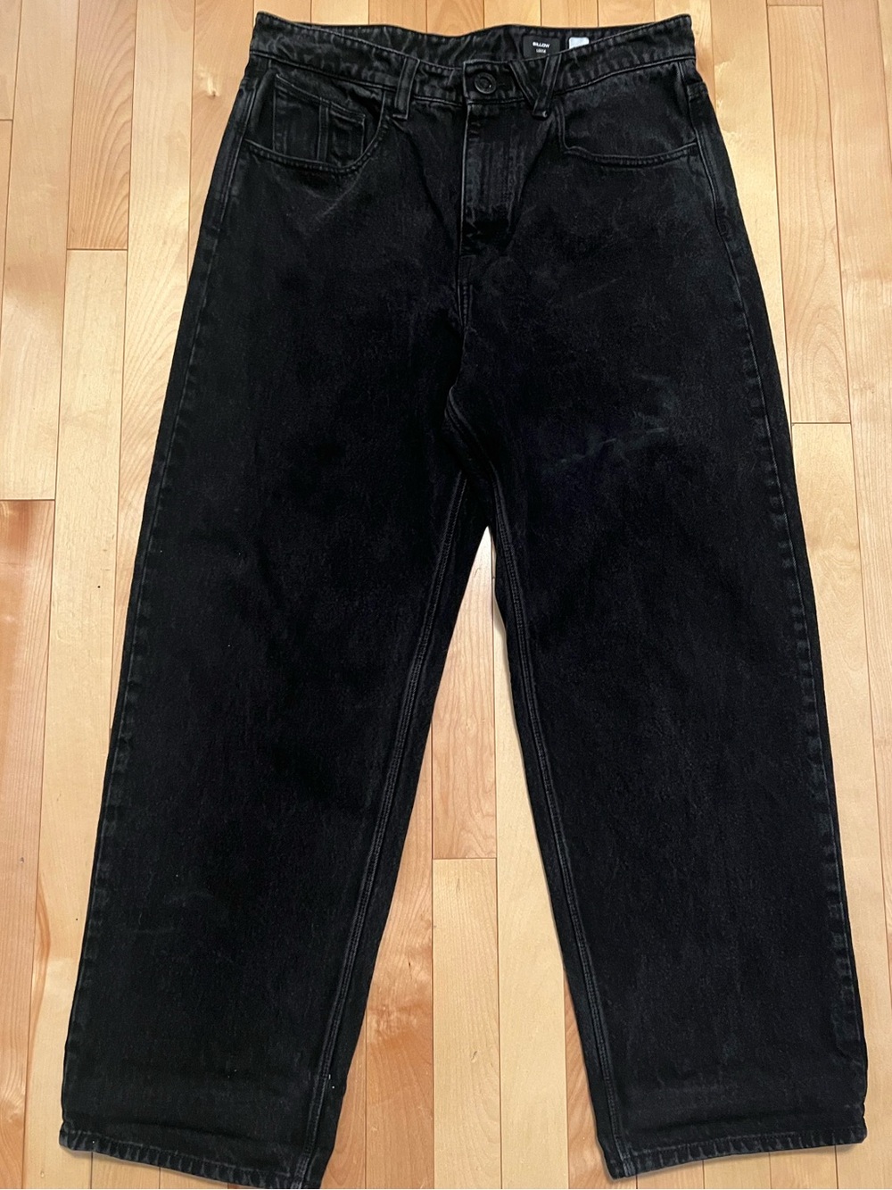 Men’s Volcom Black Washed Denim Jeans with Leather Patch